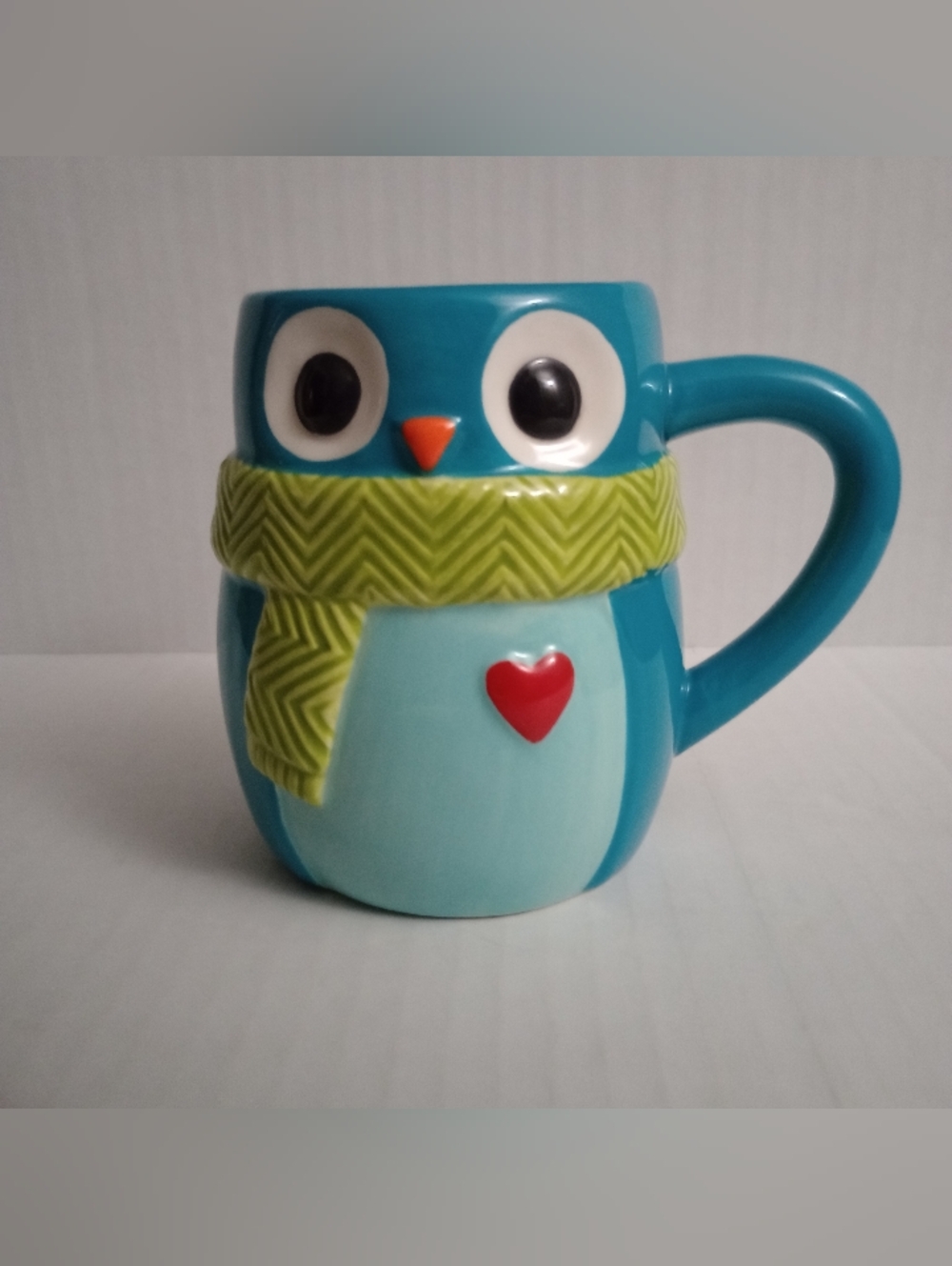St. Nicholas Square Merry Merry Owl Coffee Mug Tea Cup Teal Blue